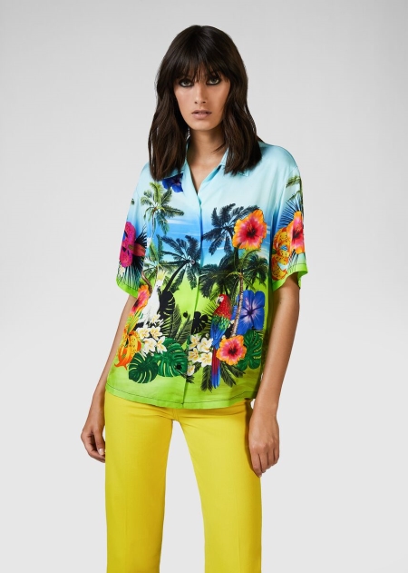 Versace Tropical Island Print Skjorta Dam - 042378DKX